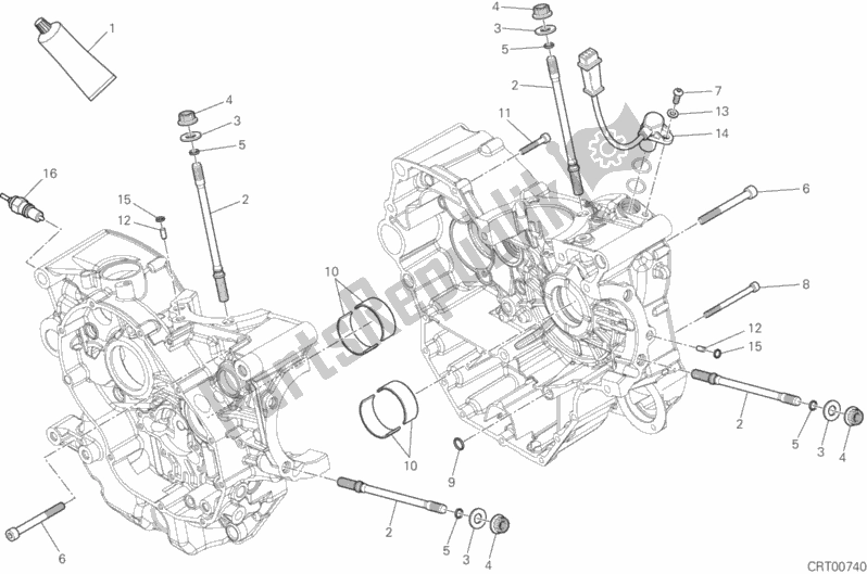 All parts for the 10a - Half-crankcases Pair of the Ducati Multistrada 950 Touring USA 2017